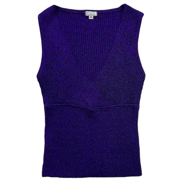 Vintage 90’s Purple Ribbed Sleeveless Sweater - Picture 1 of 8